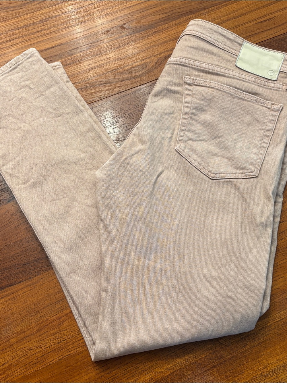 AG Adriano Goldschmied Men’s Slim Straight Jeans in Light Beige Sz 36